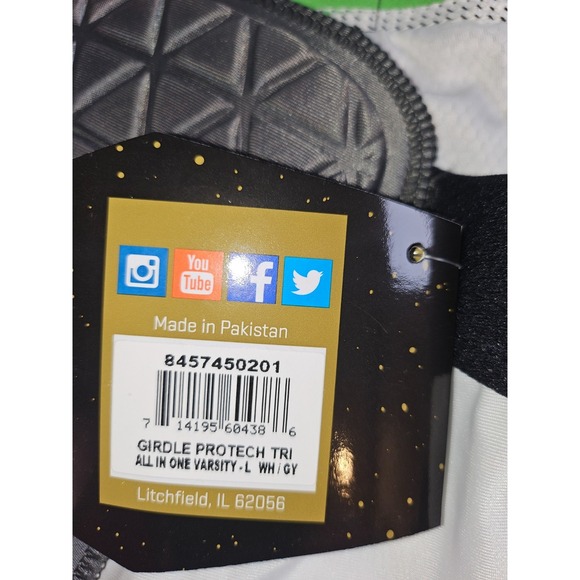 Schutt 8457430201 Adult Large WH/GY Protech Tri All-N-One Football Girdle New - Picture 4 of 9